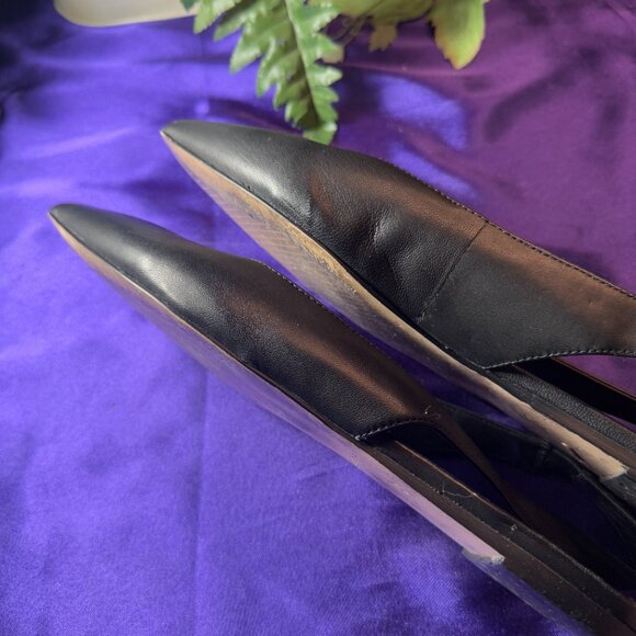 πLeith Timeless Classic Pointed Toe Leather Slingback Flat Sandals 10M - Picture 3 of 12